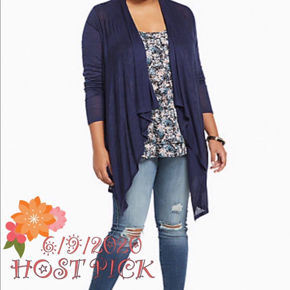 ⚜️HOST PICK⚜️ TORRID Navy Drape Cardigan NWT